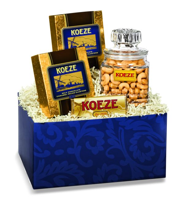 Koeze's Gold and Glass Cashew Gift Set