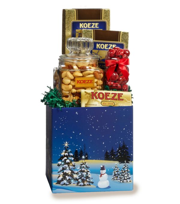 Snow Scene Box Mixed Nuts with Macadamias