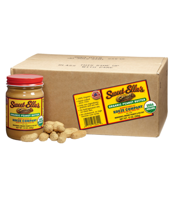 Case of Sweet Ella's Smooth Organic Peanut Butter - (12 Jars)